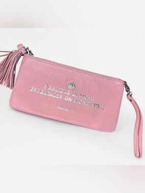 My Flat in London Pink Tassel Wristlet Clutch Pouch “I Believe in Pink”